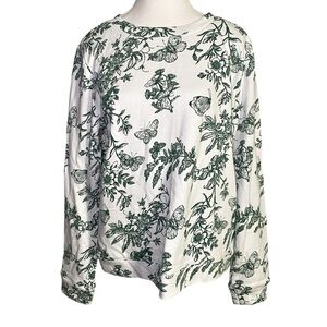 Talbots Botanical Butterfly Print
Sweatshirt White Green Naturecore Pullover